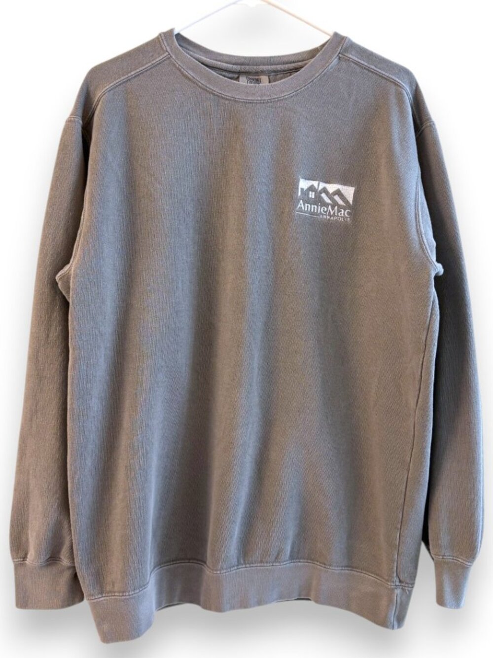 Comfort Colors Light Gray Embroidered Logo Crewneck Sweatshirt Unisex Medium